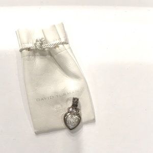 DAVID YURMAN Diamond Heart Pendant Enhancer .925 Sterling Silver 18k White Gold